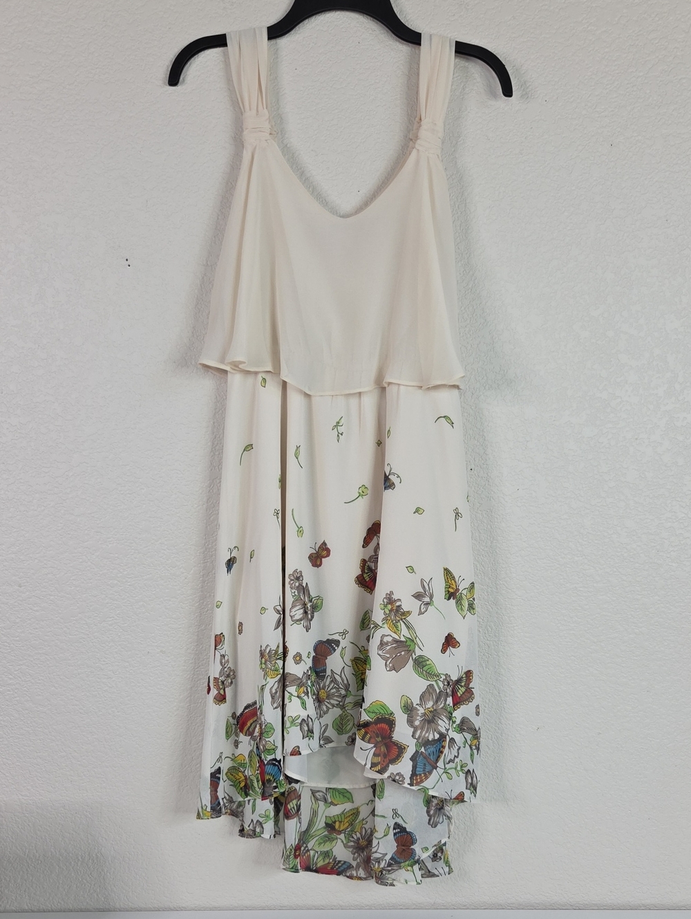 Forever 21 Cream Summer Sleeveless Dress with Floral Butterflies